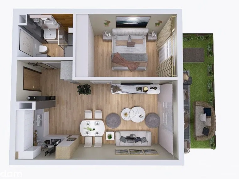 Mieszkanie 43,74m2, parter z ogródkiem, ul. Miła